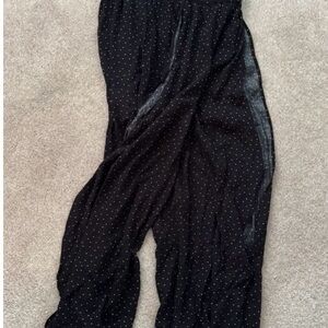 Strapless Black Polka Dot Wide Leg Pant Romper